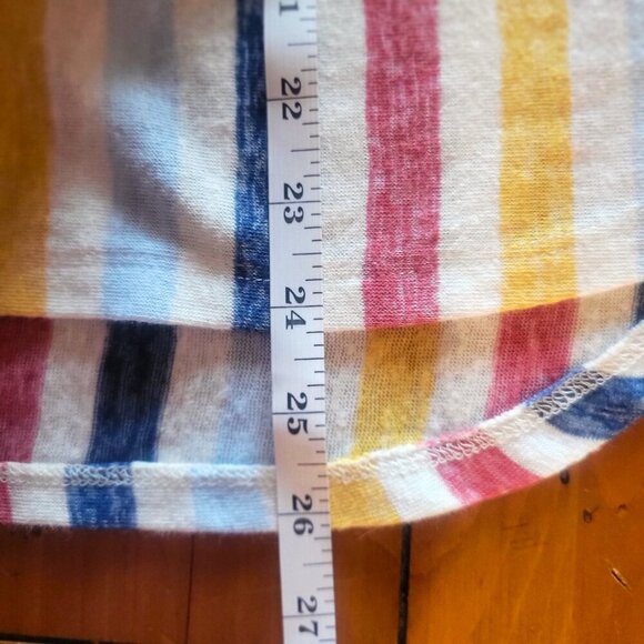 Rafaella Women's Multi-Colored Striped V-Neck Lace Tie Front - Size L - Picture 7 of 7